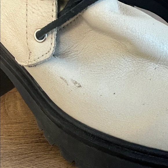 Free People Dylan Lace-Up Boots Platform Heel Ivory White Leather EU 38 US 8 - Picture 13 of 14